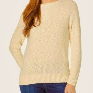 LL Bean Cream Midweight Cotton Slub Rollneck Pullover Sweater‎ Size Petite XL